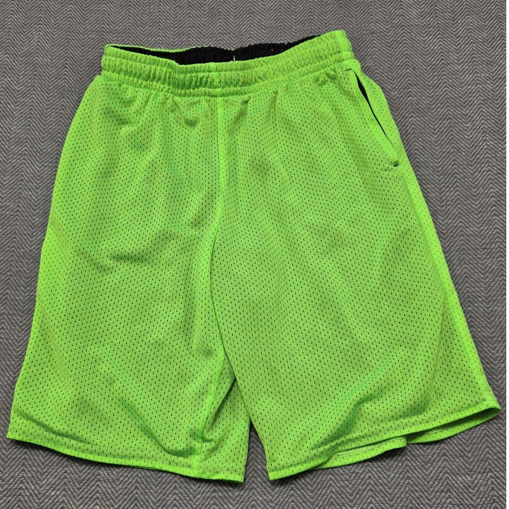 Athletic Works Boys XXL 18 Basketball Shorts Neon Lime Green Mesh Pockets Active